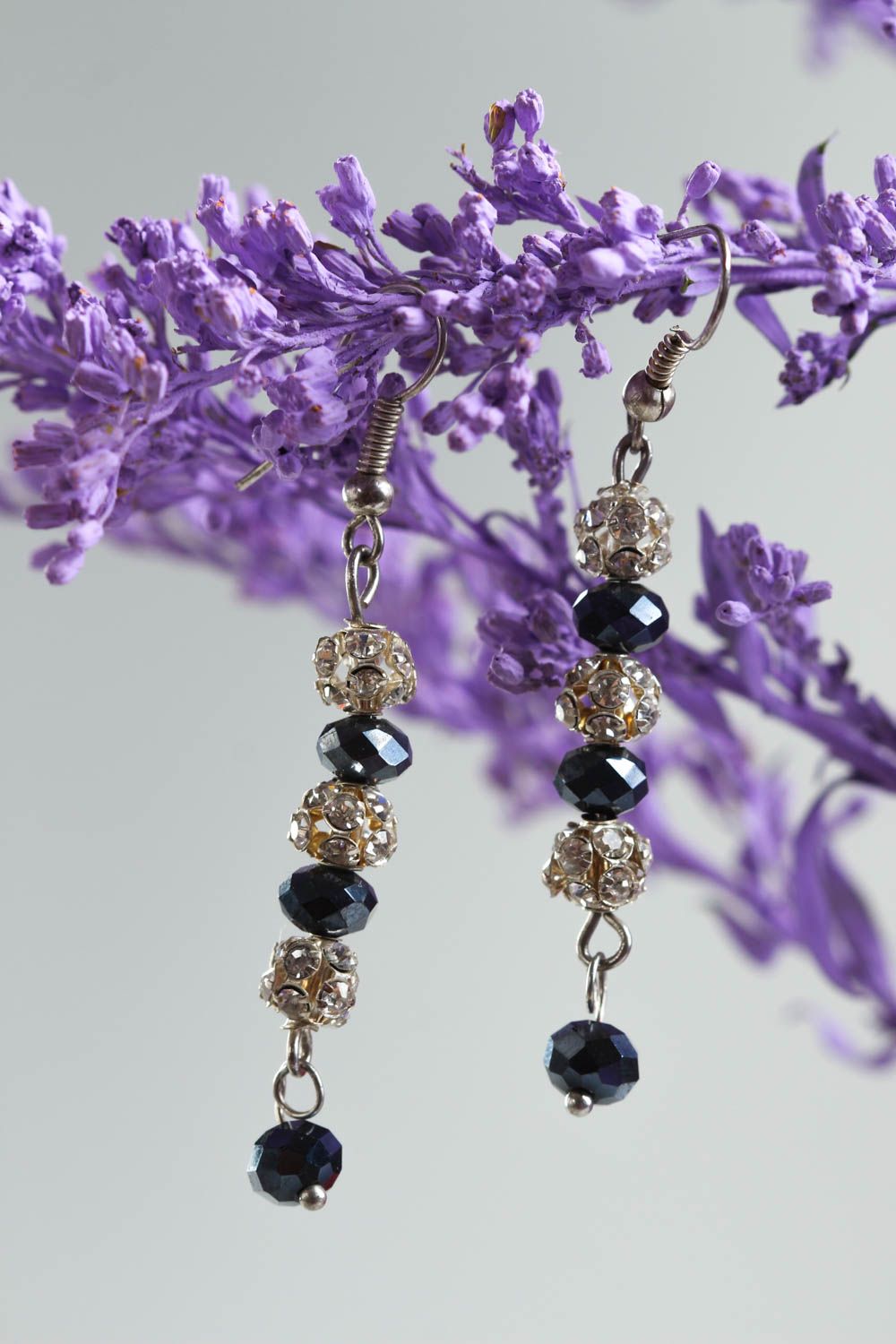 Handmade long beaded earrings crystal earrings fashion accessories for girls photo 1