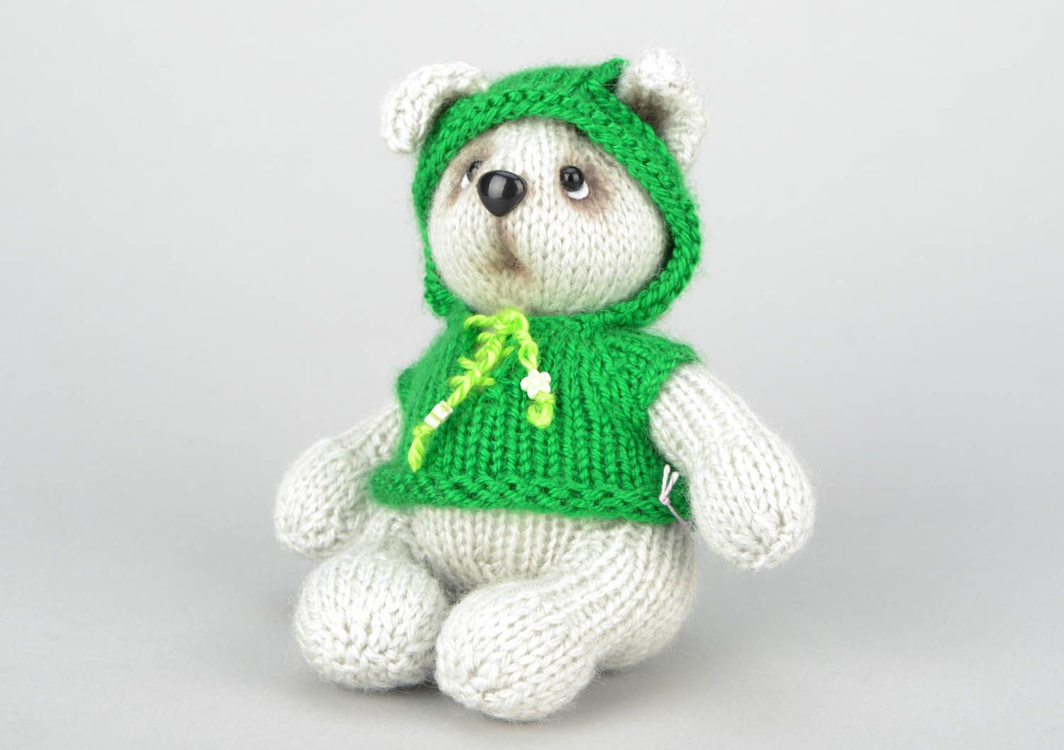 Brinquedo tricotado para interior feito à mão Cachorro em verde foto 4
