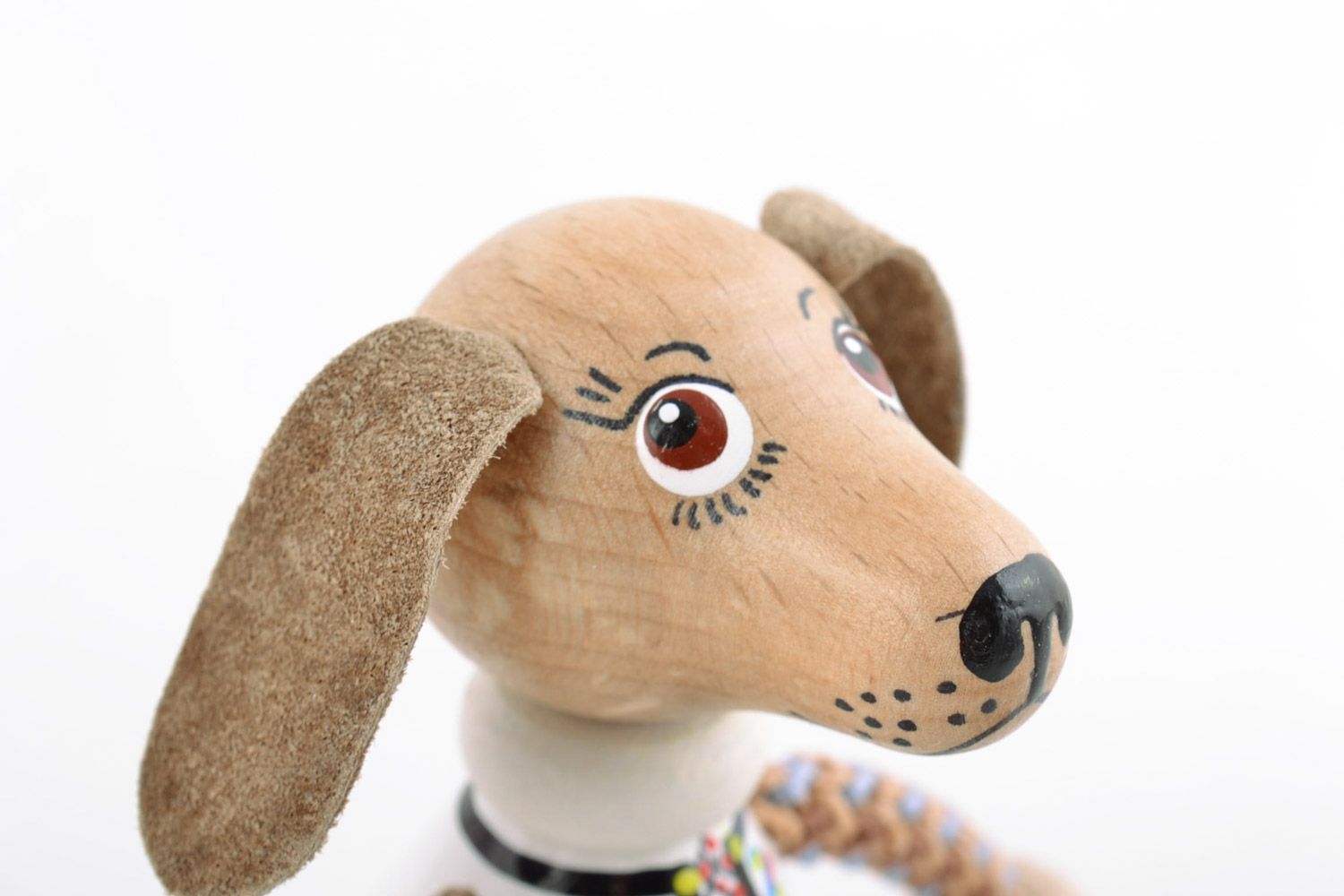 Öko Holz Spielzeug Hund grell schön Handarbeit Geschenk für Kinder foto 3