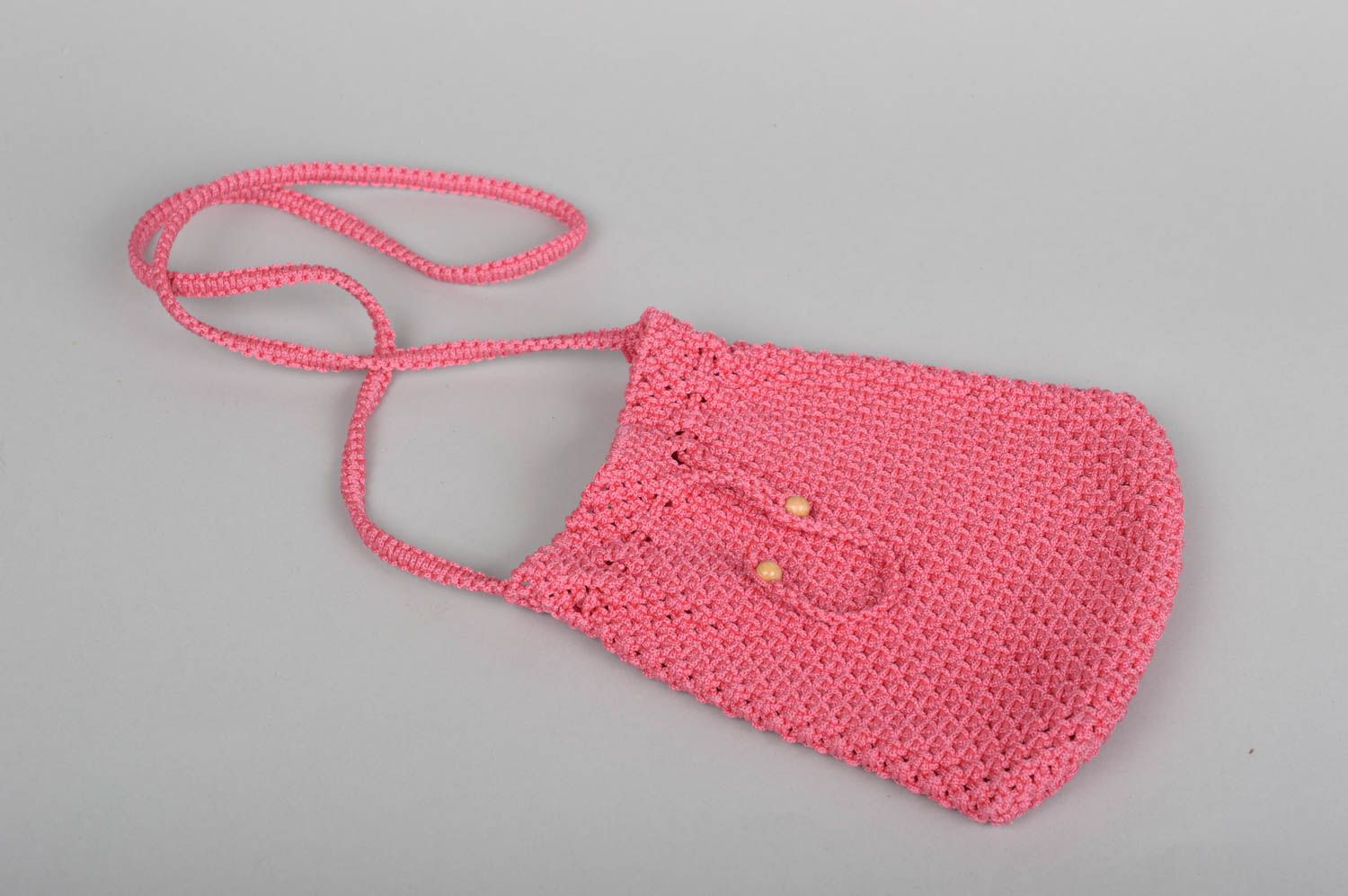 Handmade Makramee Tasche Mode Accessoire Sack Tasche für Kinder in Rosa foto 3