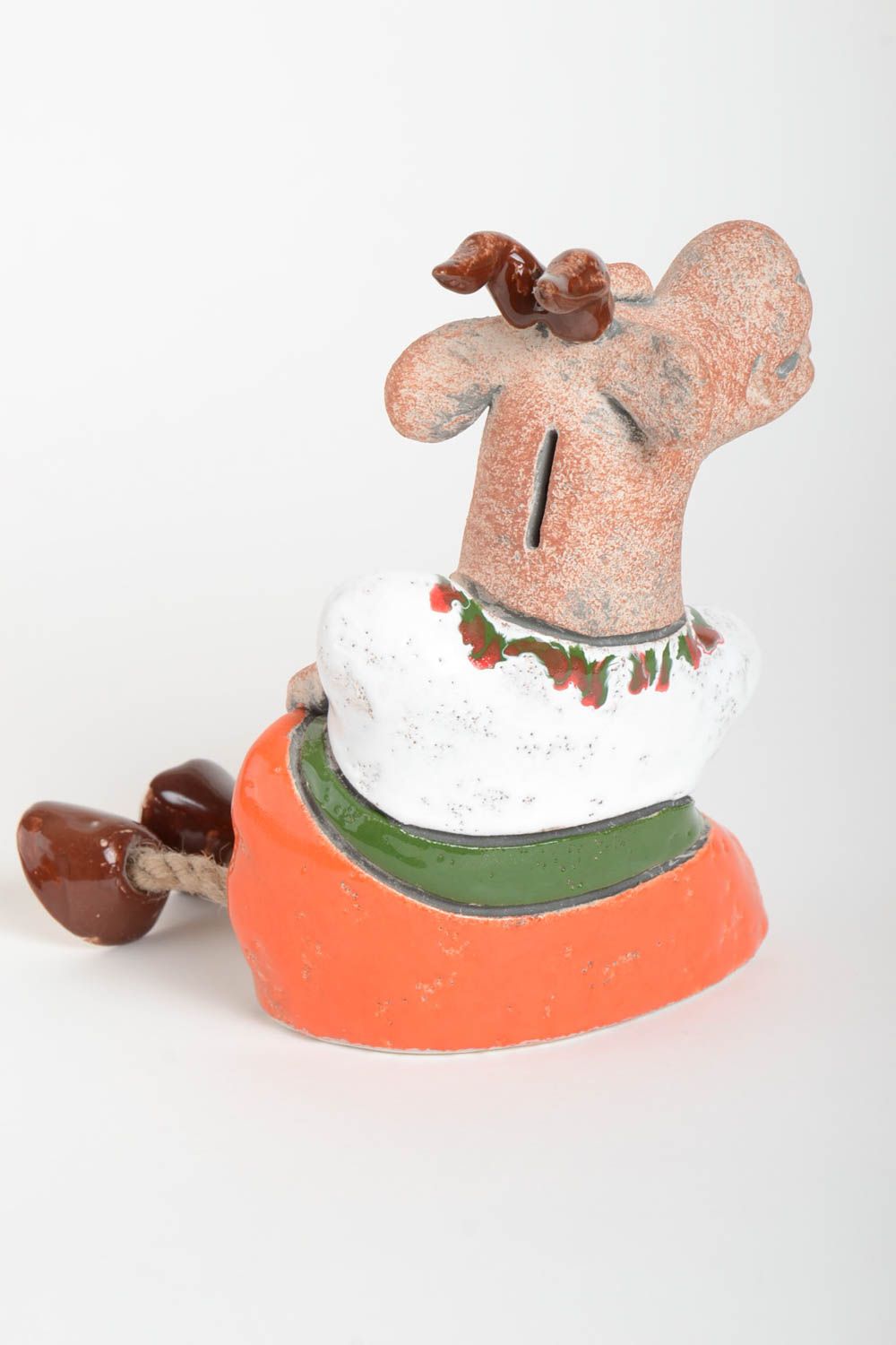 Tirelire fait main Figurine animal chèvre mignonne en argile Cadeau original photo 5