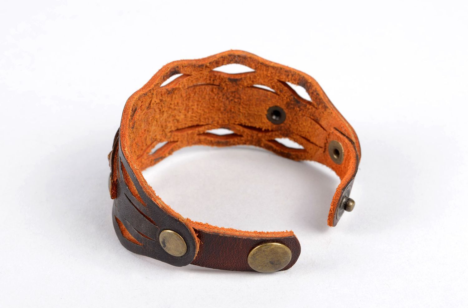Handmade designer leather bracelet stylish wrist accessory unusual bracelet photo 4