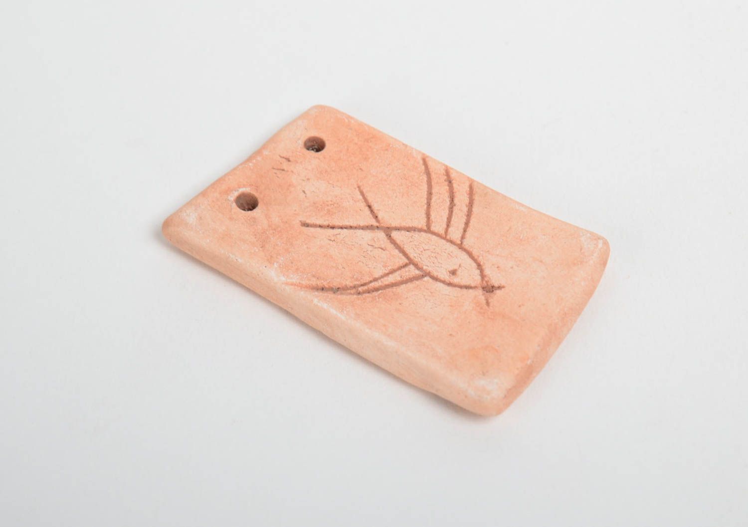 Original handmade clay pendant blank with pattern photo 3