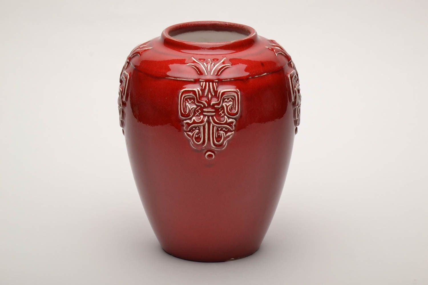 9 inches 120 oz red hot color ceramic vase in Chinese style 4 lb photo 4