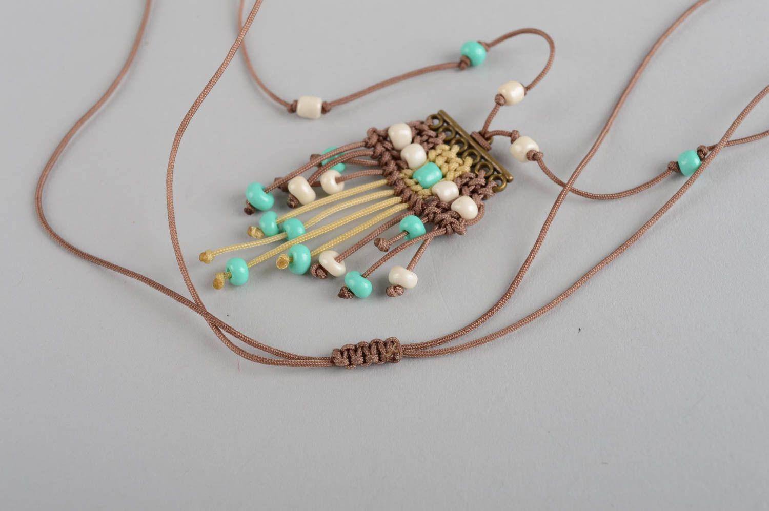 Handmade pendant designer pendant unusual gift threads pendant gift for women photo 5