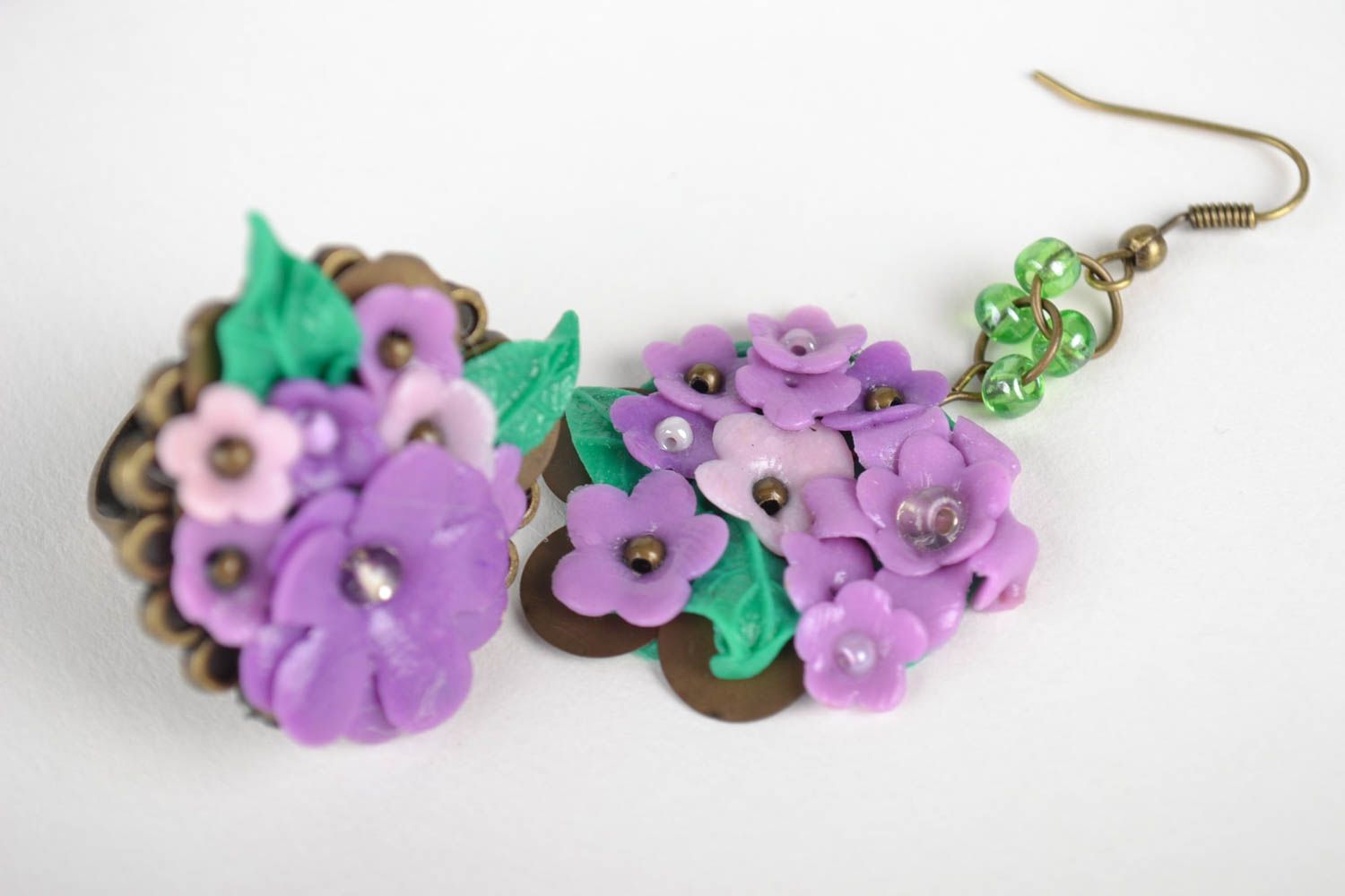 Handmade jewelry set flower jewelry fashion rings dangling earrings polymer clay photo 4