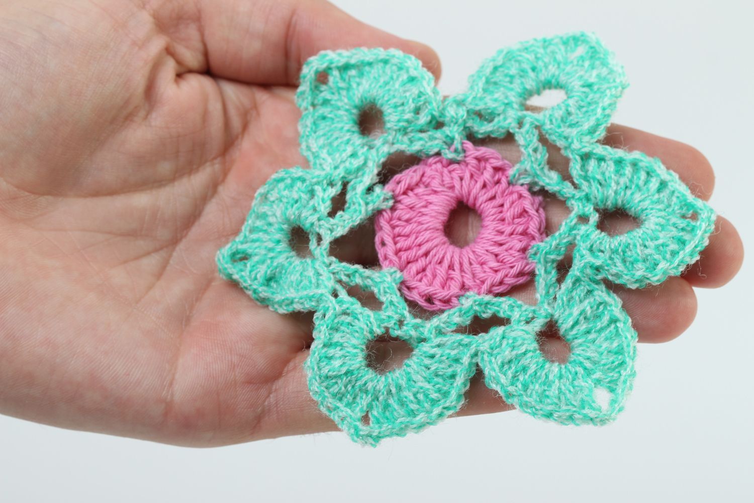 Fleur au crochet faite main Fourniture bijoux fils acryliques Loisirs créatifs photo 5