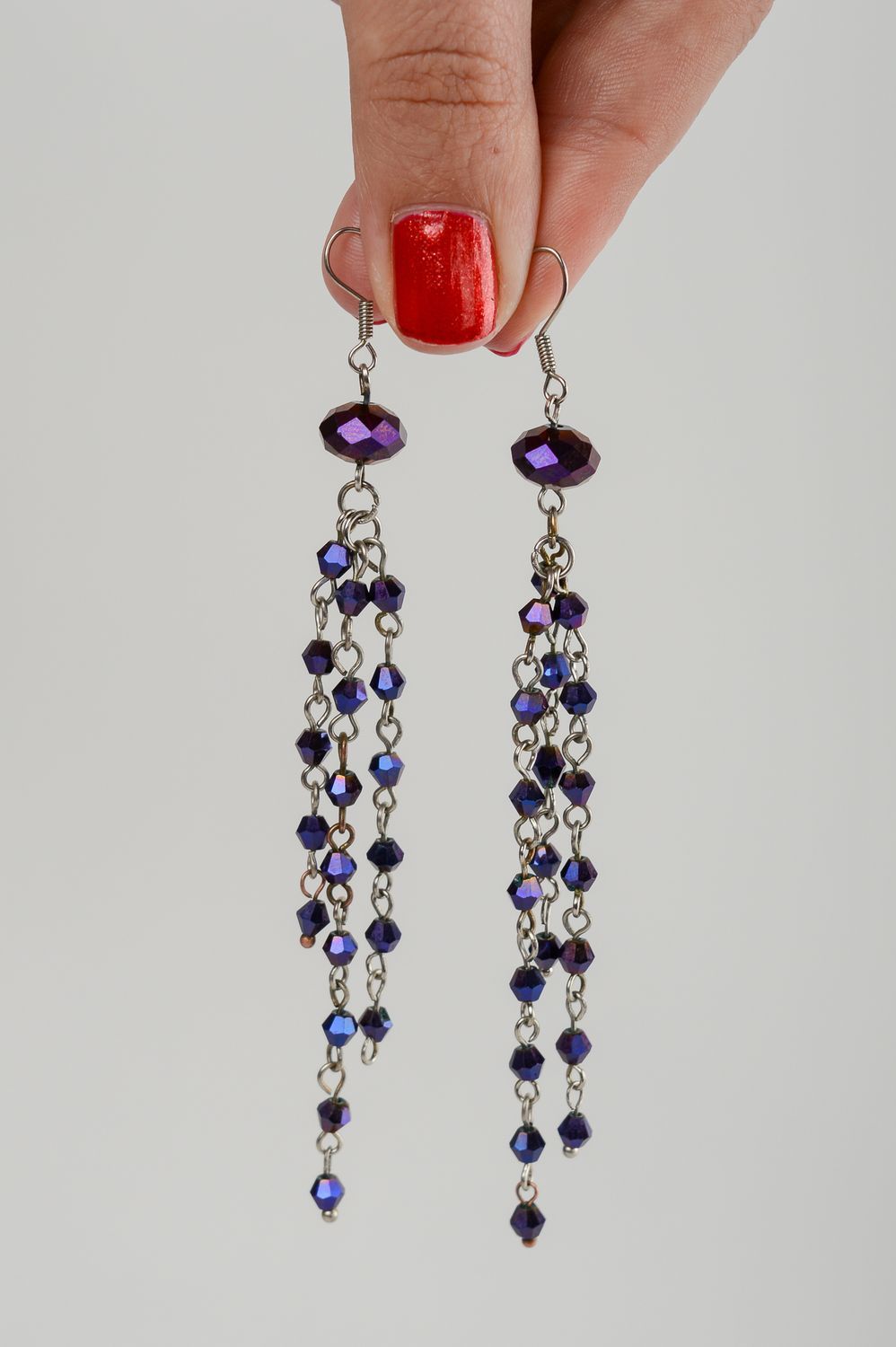 Long beaded earrings handmade earrings with charms stylish accessories photo 5