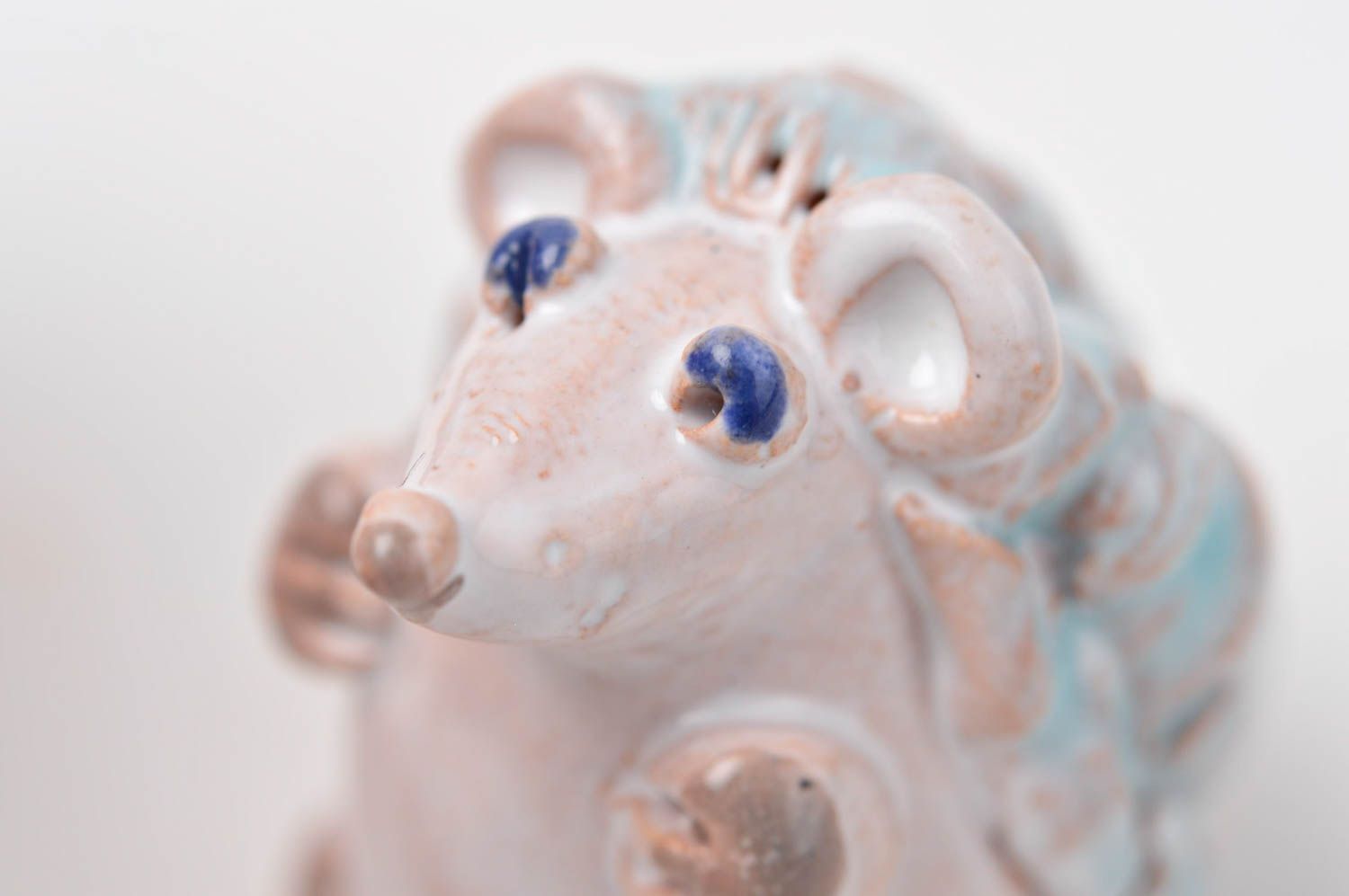 Igel handgeschaffene grell Keramik Deko Figur aus Ton Tier Statue Miniatur Figur foto 1