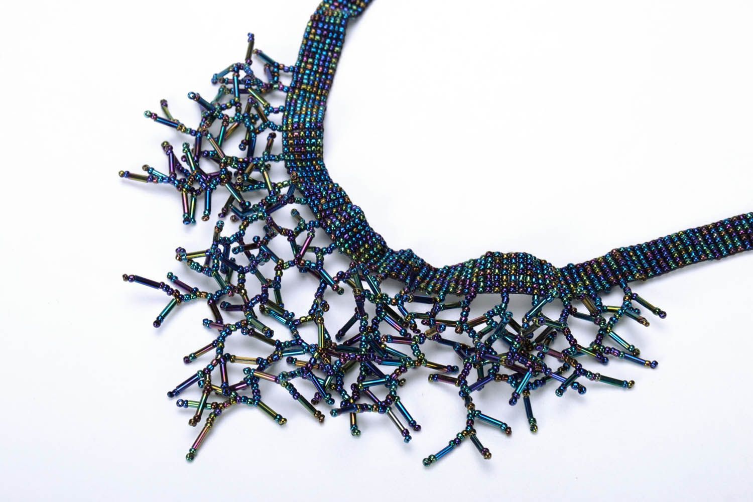 Beaded necklace Blue Pearls photo 3