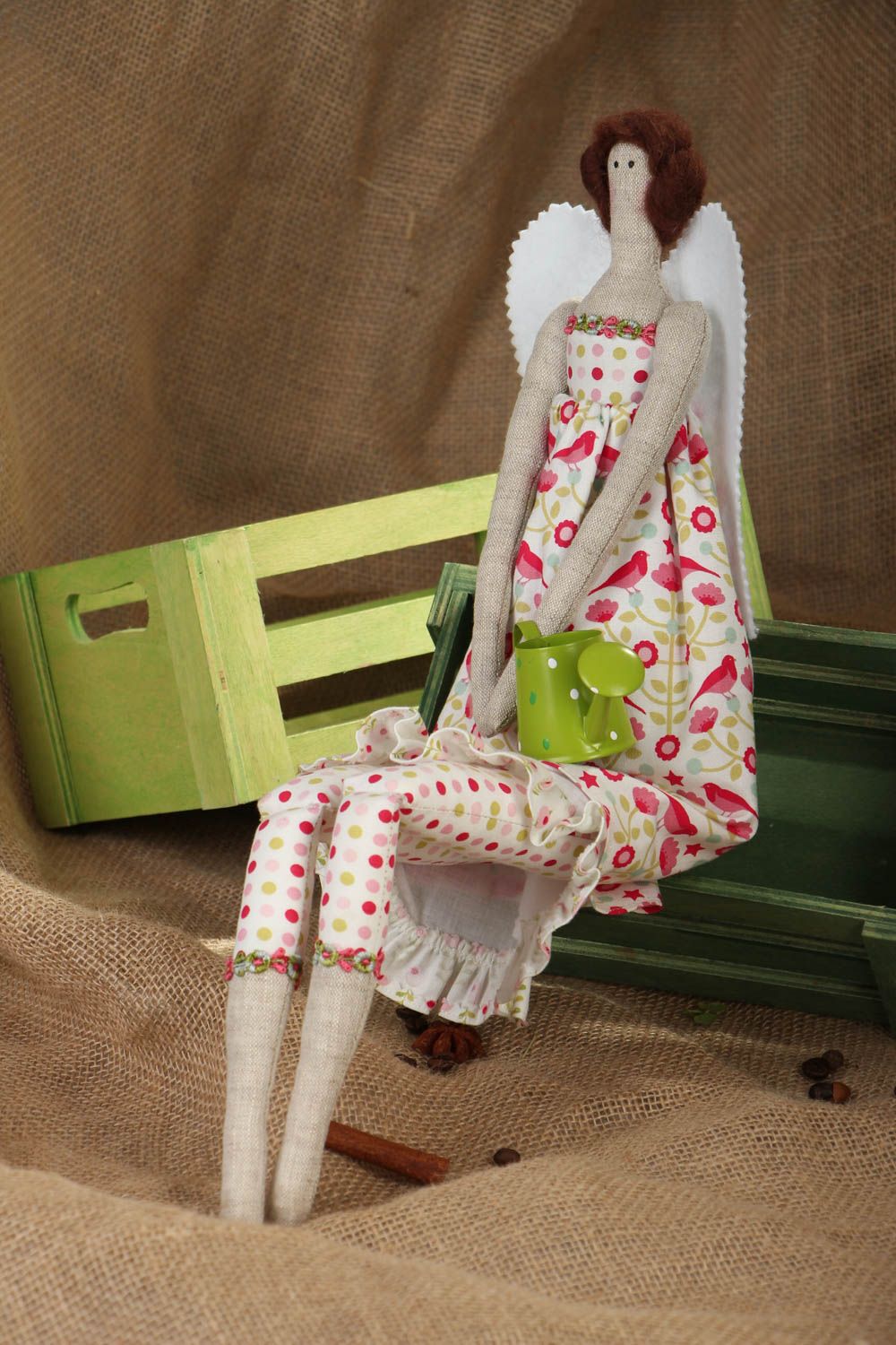 Авторская кукла из ткани Садовый ангел фото 5