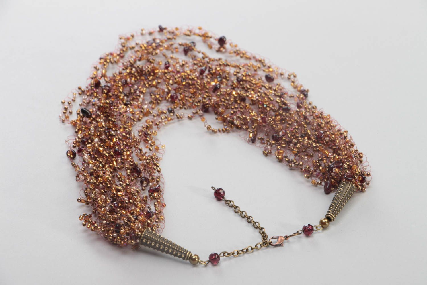 Woven handmade necklace beaded elegant accessory beautiful designer jewelry photo 4