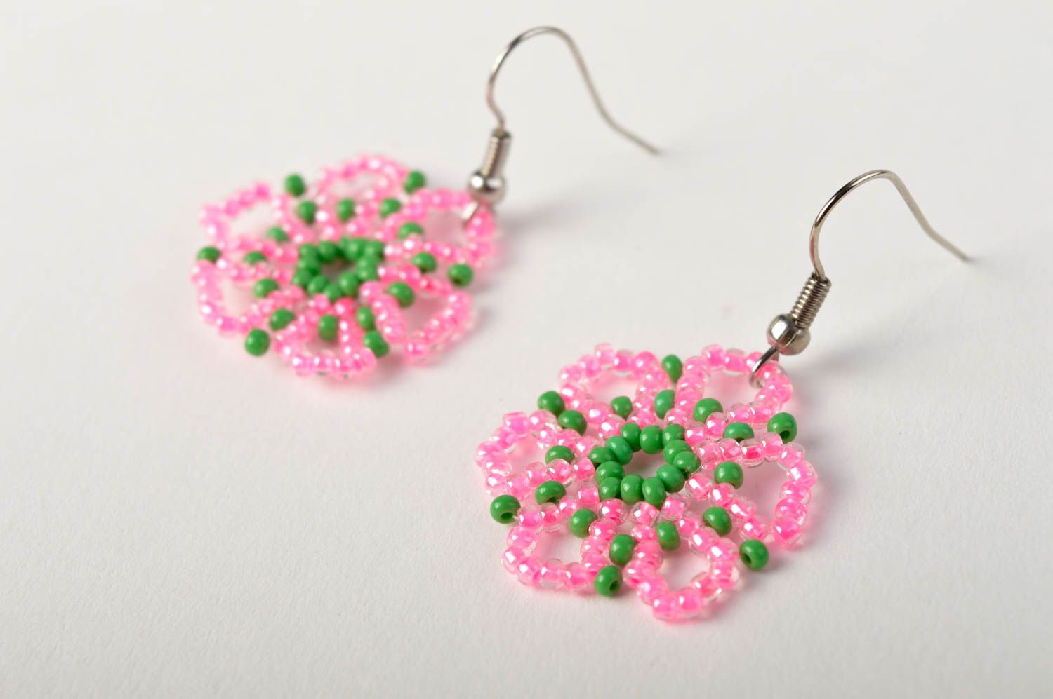 Handmade flower accessory unusual tender earrings elegant jewelry gift photo 4