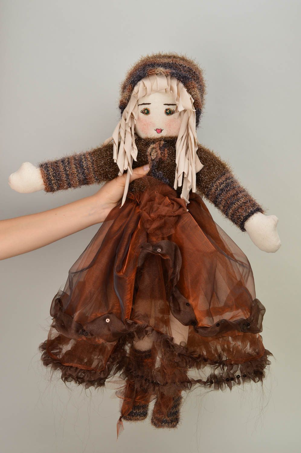Unusual soft toy for girls handmade textile doll interior decor cute toy photo 5