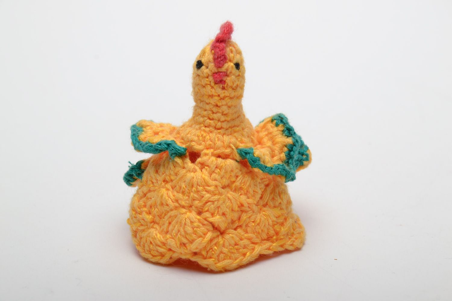 Petit jouet décoratif tricoté mou fait main en forme de poule orange mignonne photo 2