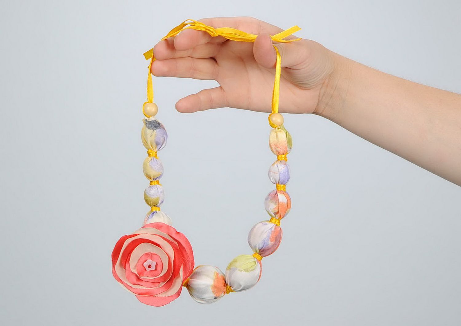 Beads made of cotton, silk and wood Sunny photo 5