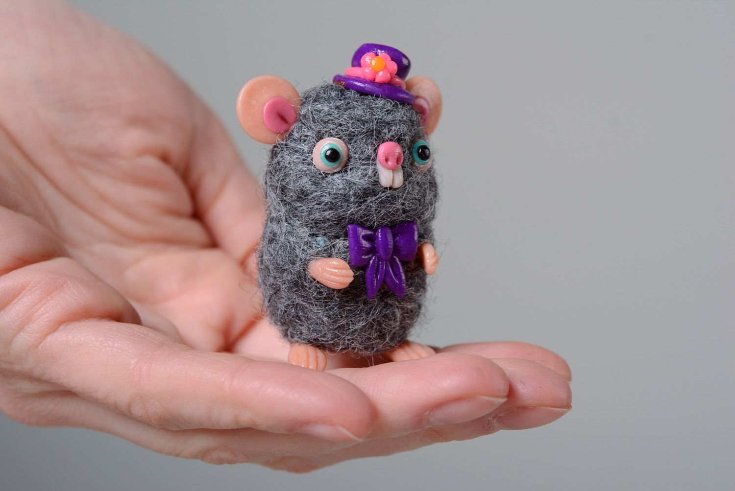 Soft toy felted of wool Mouse photo 5