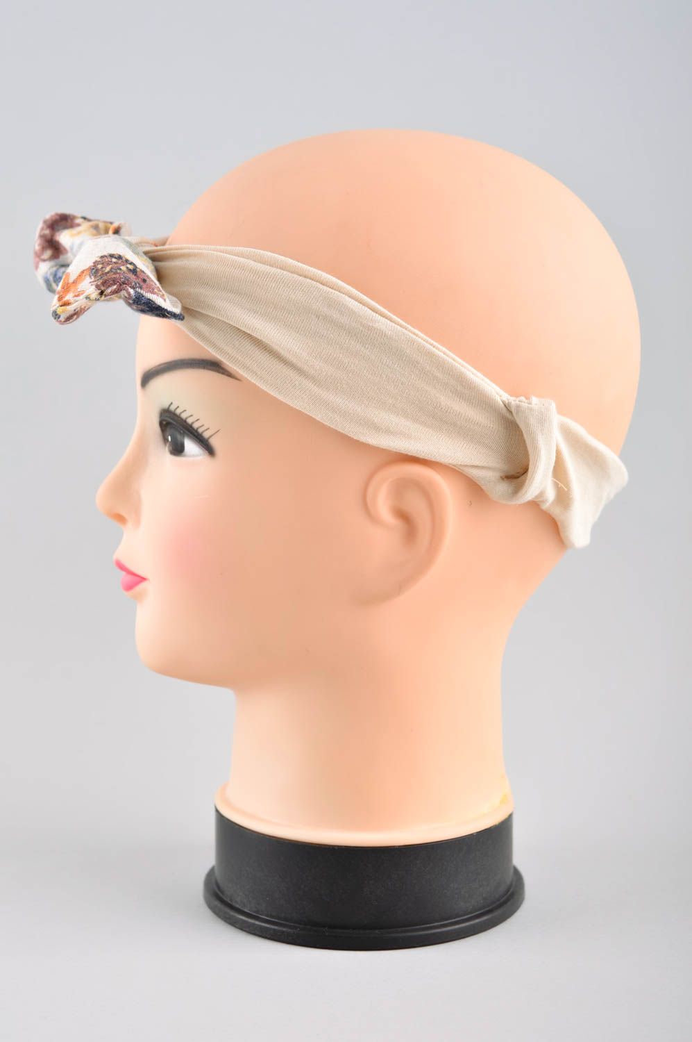 Beige Haarband Schleife handmade Accessoire für Kinder Mädchen Haarschmuck  foto 3
