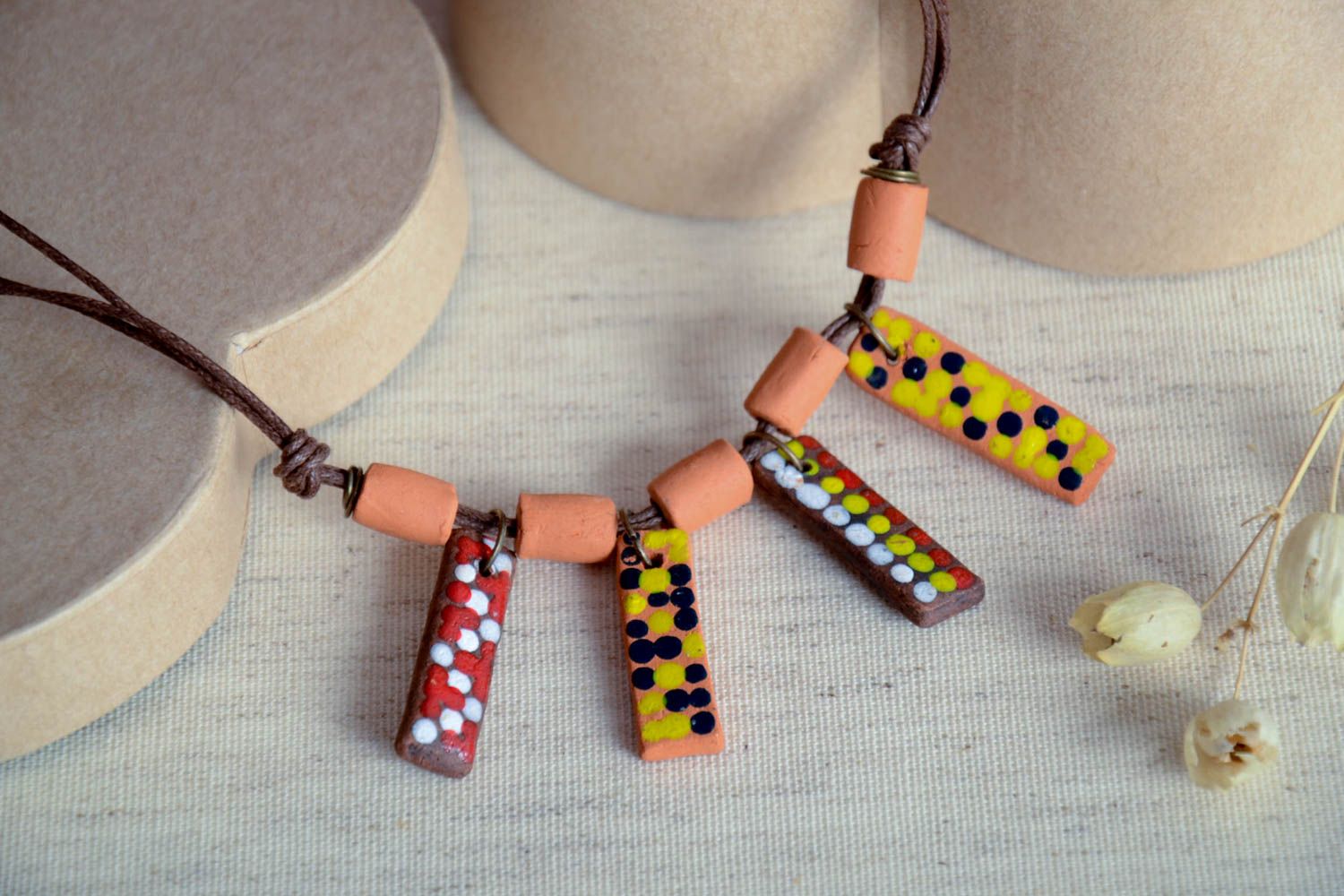 Female ceramic necklace beaded handmade necklace accessory for women present photo 1