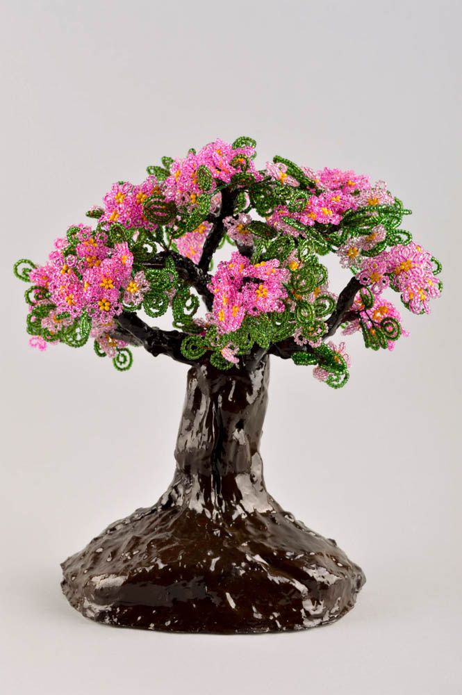 Дерево из бисера статуэтка ручной работы искусственное дерево оригинальное фото 2