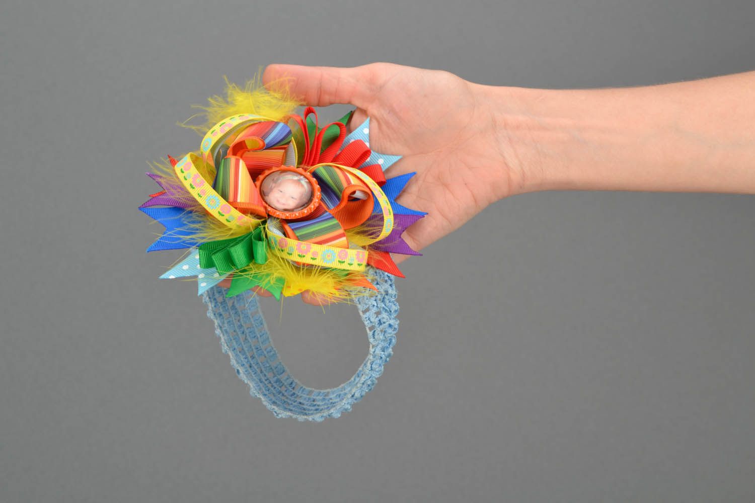 Fascia per capelli fatta a mano con fiore per bambina accessori originali
 foto 2