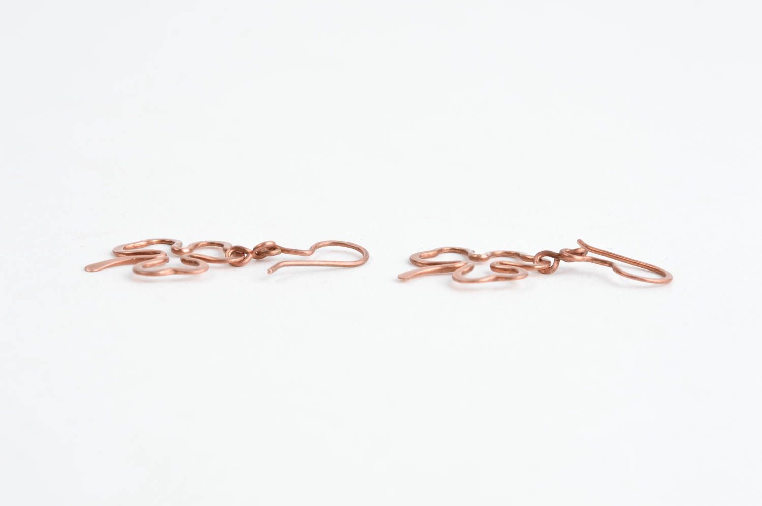 Stylish copper earrings handmade wire wrap earrings metal earrings with charms photo 3