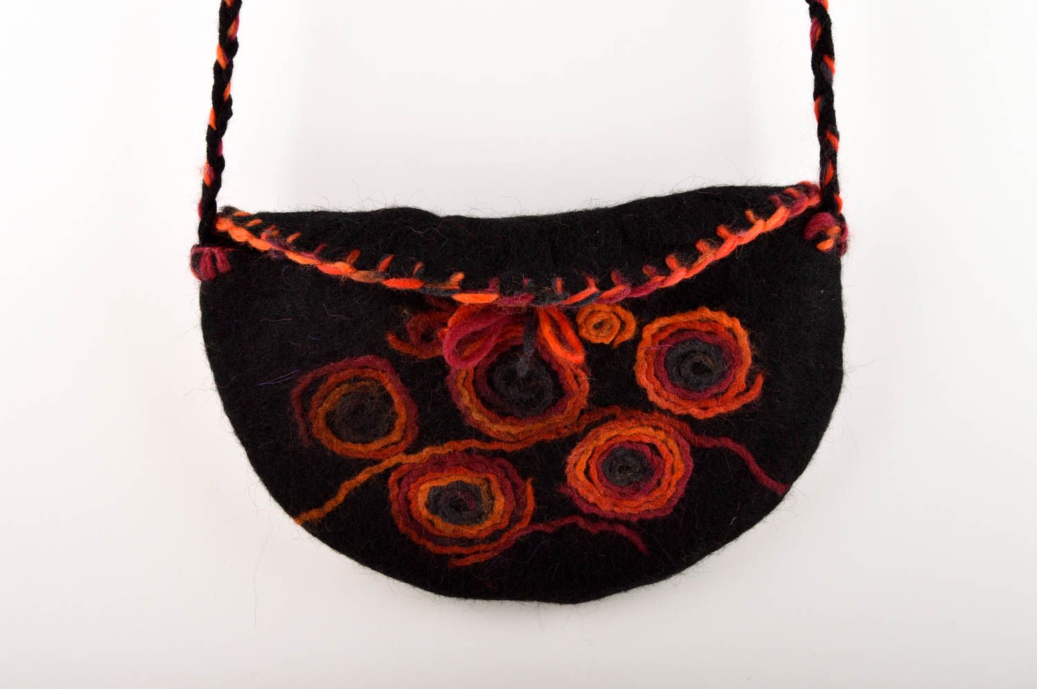 Сумка ручной работы женская сумка черная с красным сумка валяние из шерсти фото 1