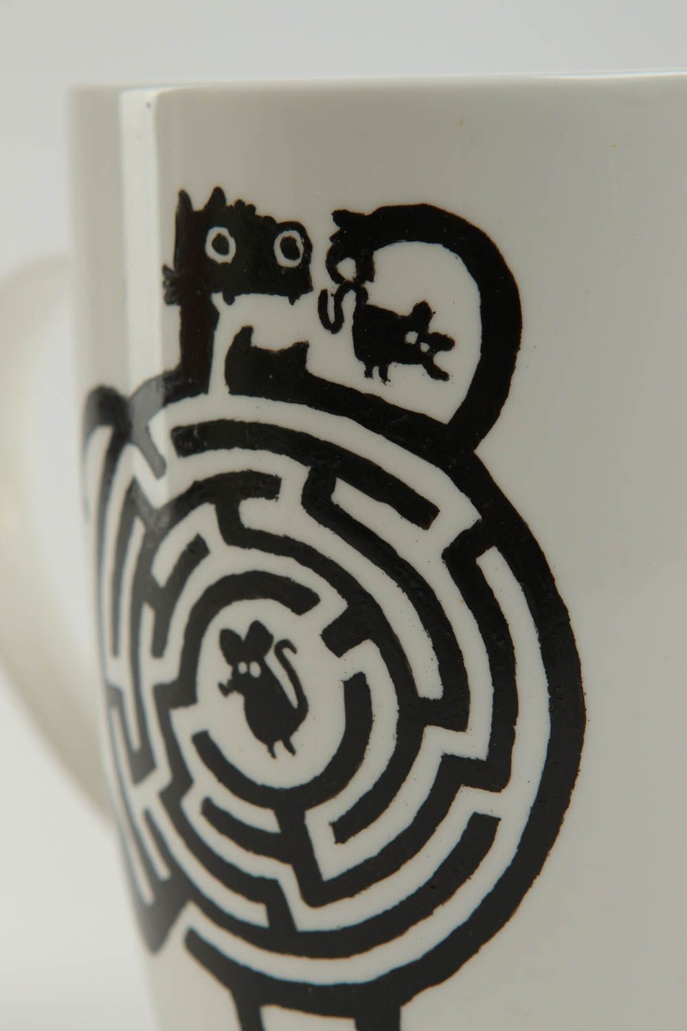 Tasse porcelaine faite main Mug original Vaisselle design 45 cl blanc noir photo 4