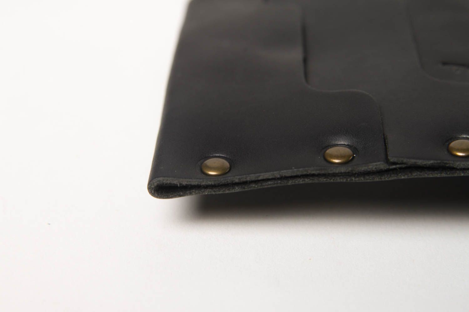 Кожаный кошелек ручной работы кожаный аксессуар черный женский кошелек стильный фото 5