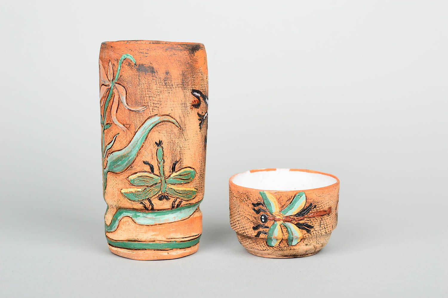 Керамическая чашка ручной работы керамическая ваза для цветов декор для дома фото 1