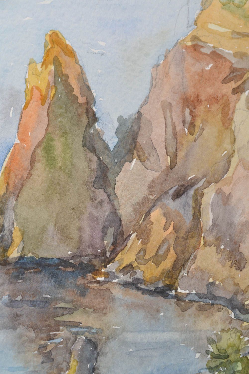 Watercolor painting Rocks photo 2