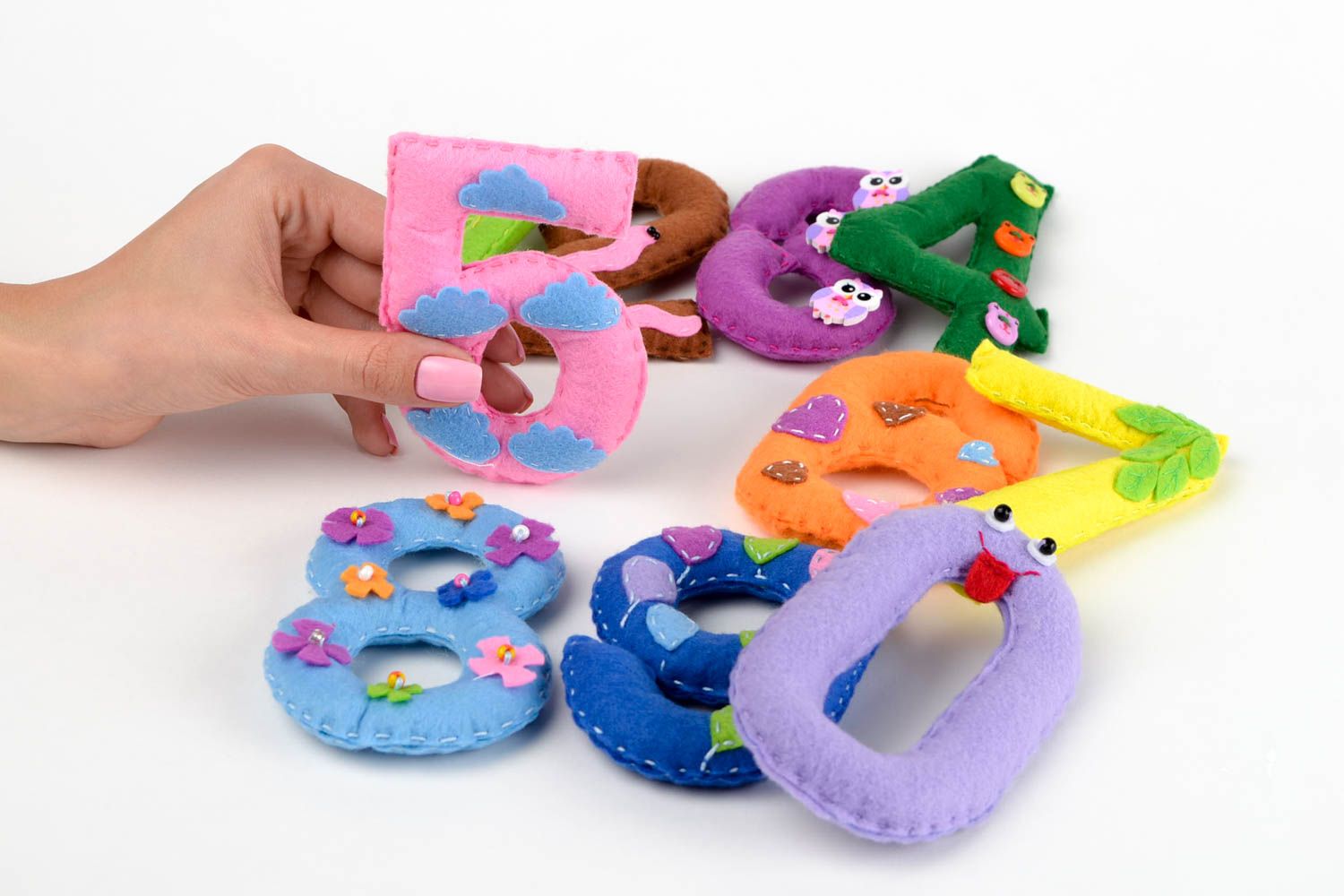 Игрушки ручной работы развивающие игрушки оригинальный подарок цифры 10 шт фото 2