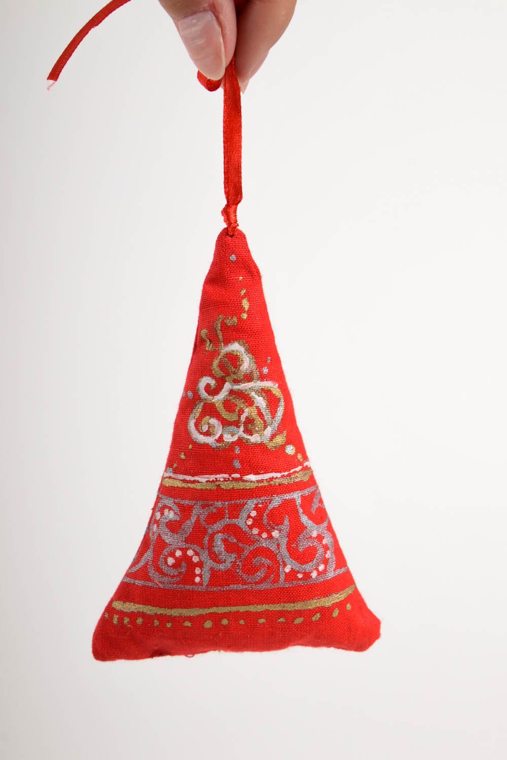 Декоративная подвеска игрушка ручной работы декор для дома красная красивая  фото 3