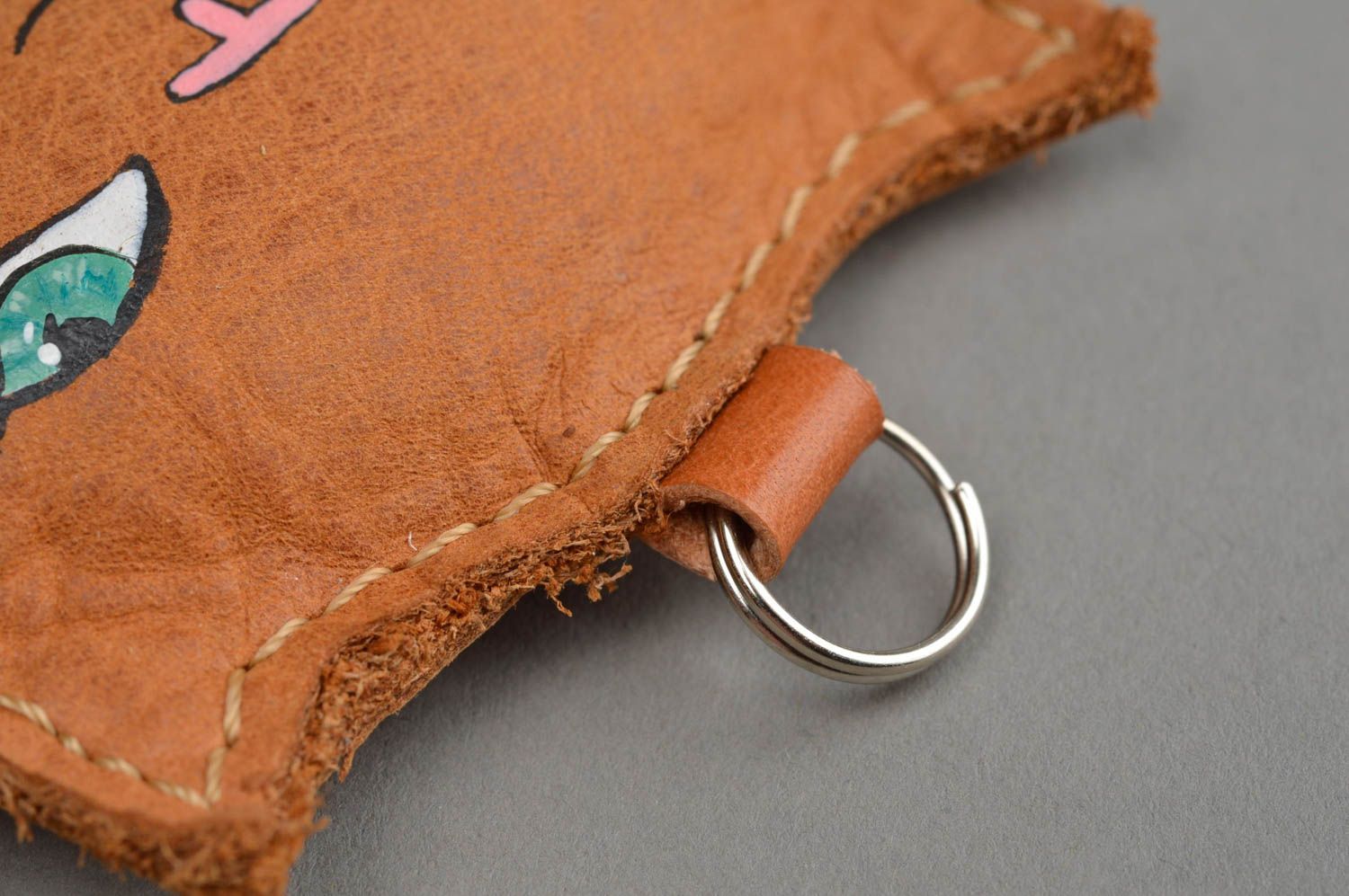 Unusual homemade genuine leather keychain fashion accessories gift ideas photo 5