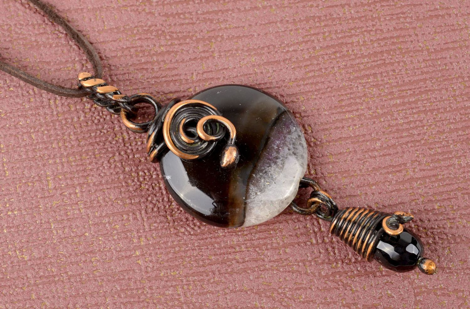 Handmade pendant unusual accessory for women copper jewelry metal pendant photo 5