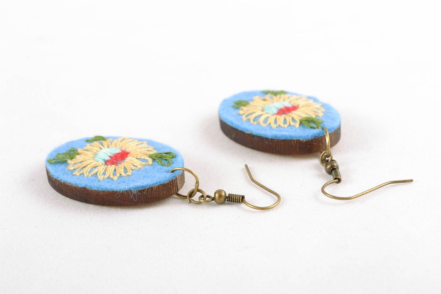 Embroidered earrings Flowers photo 5