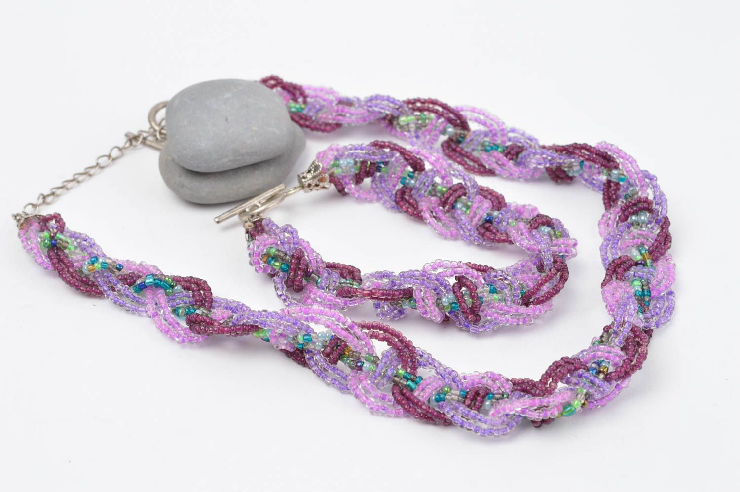 Parure de Bijoux en perles de rocaille faite main violette Accessoires mode photo 1