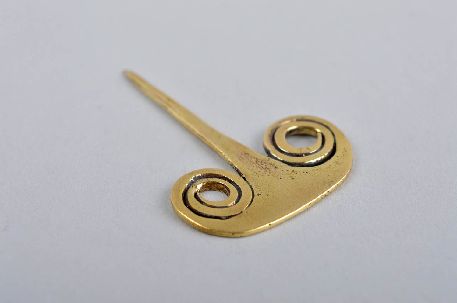 Handmade metal accessory stylish designer brass jewelry unusual hair stick photo 4