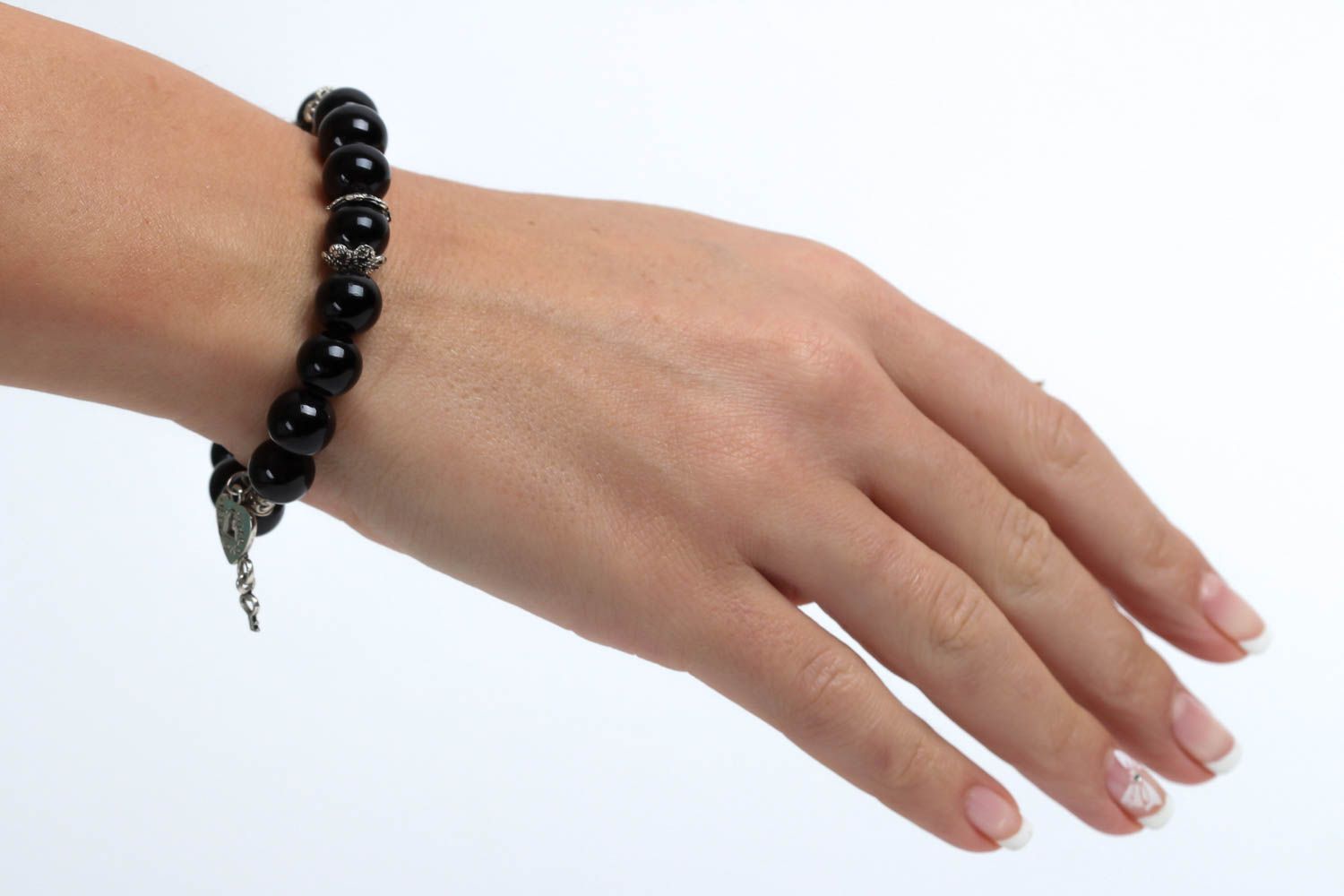 Perlen handgemachtes Damen Armband Ethno Schmuck Designer Accessoire in Schwarz foto 5