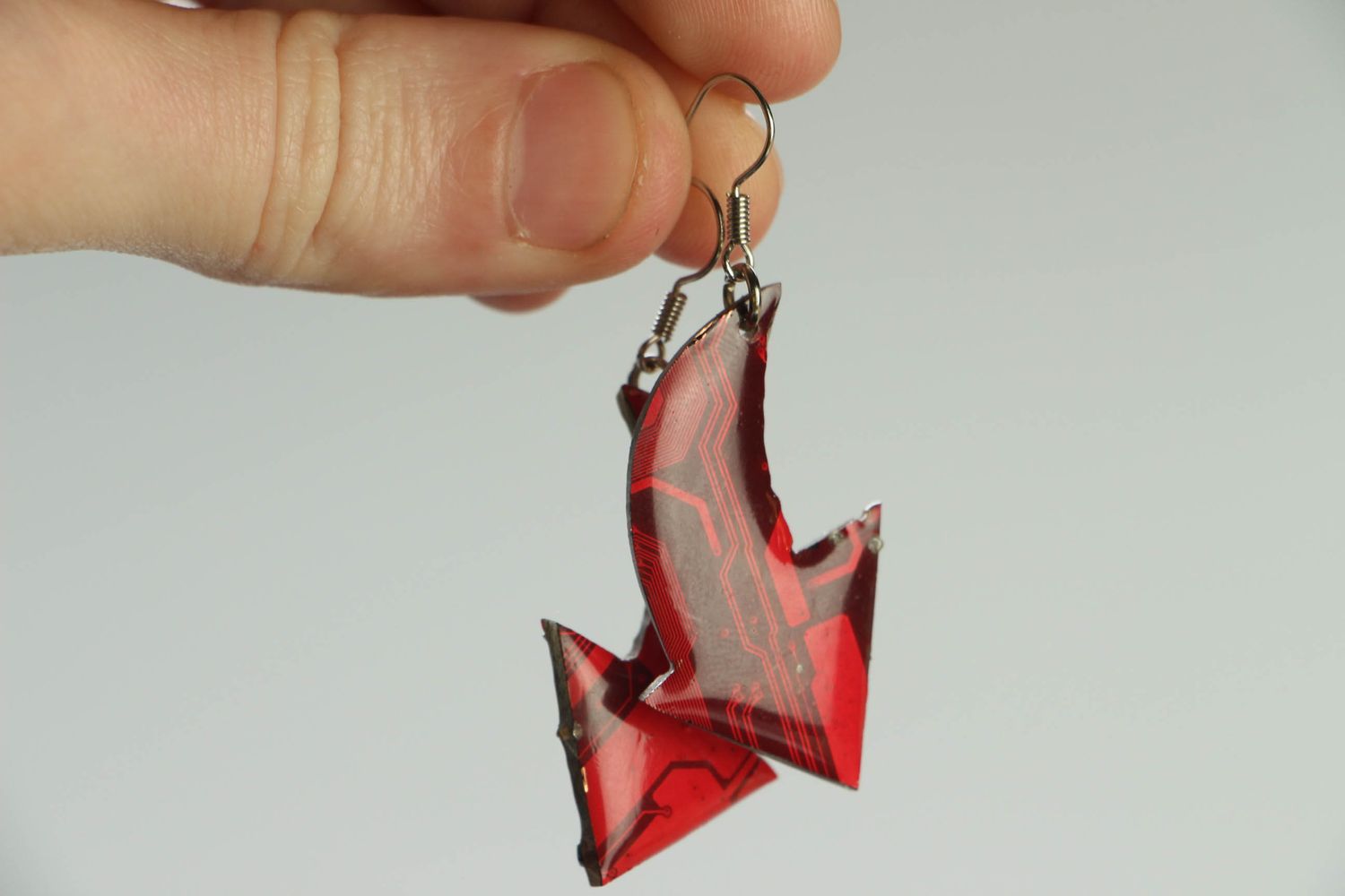 Unusual earrings in cyberpunk style Red Arrows photo 4