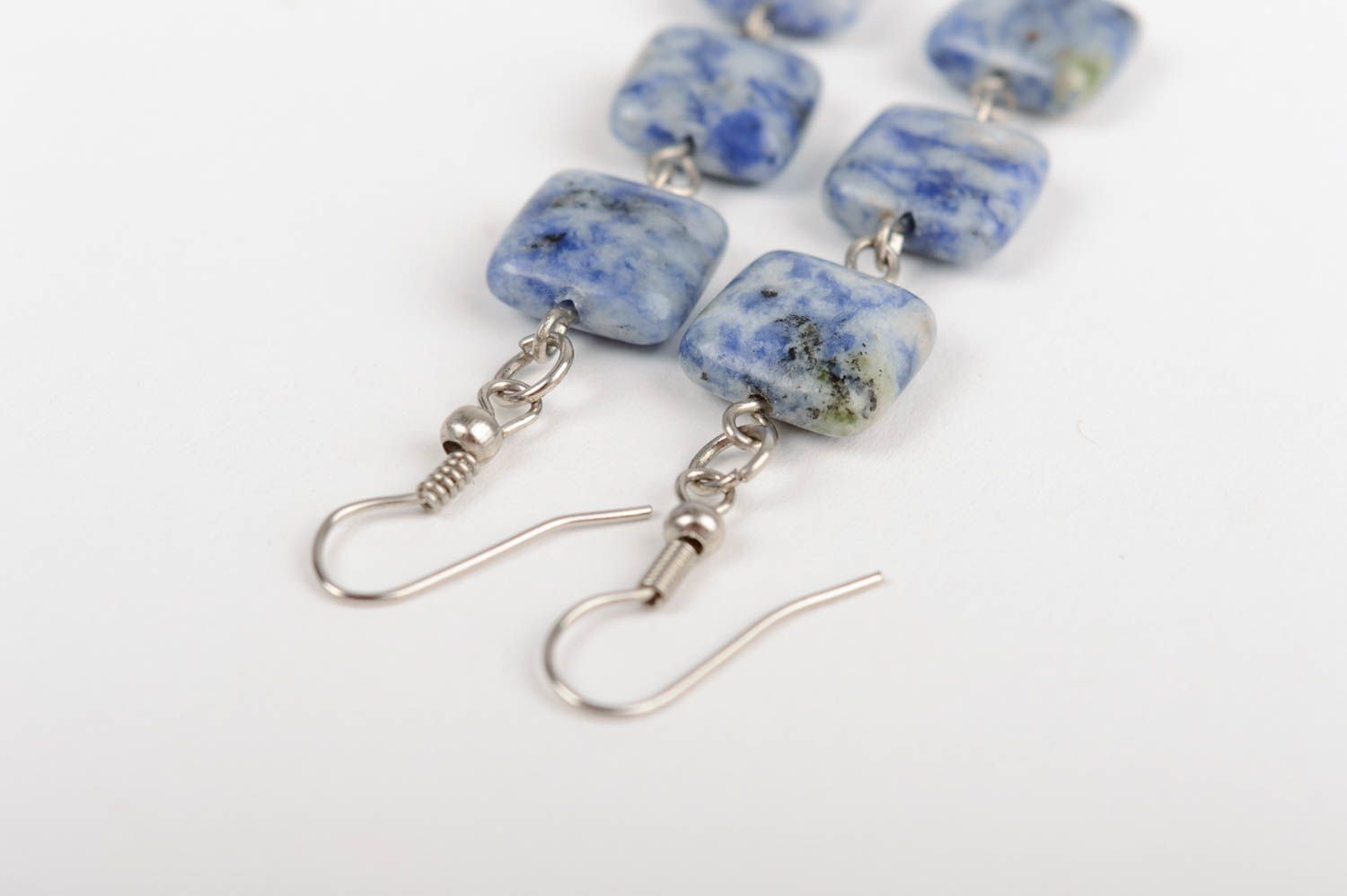 Earrings made of natural howlite stone beautiful accessory for every day photo 3