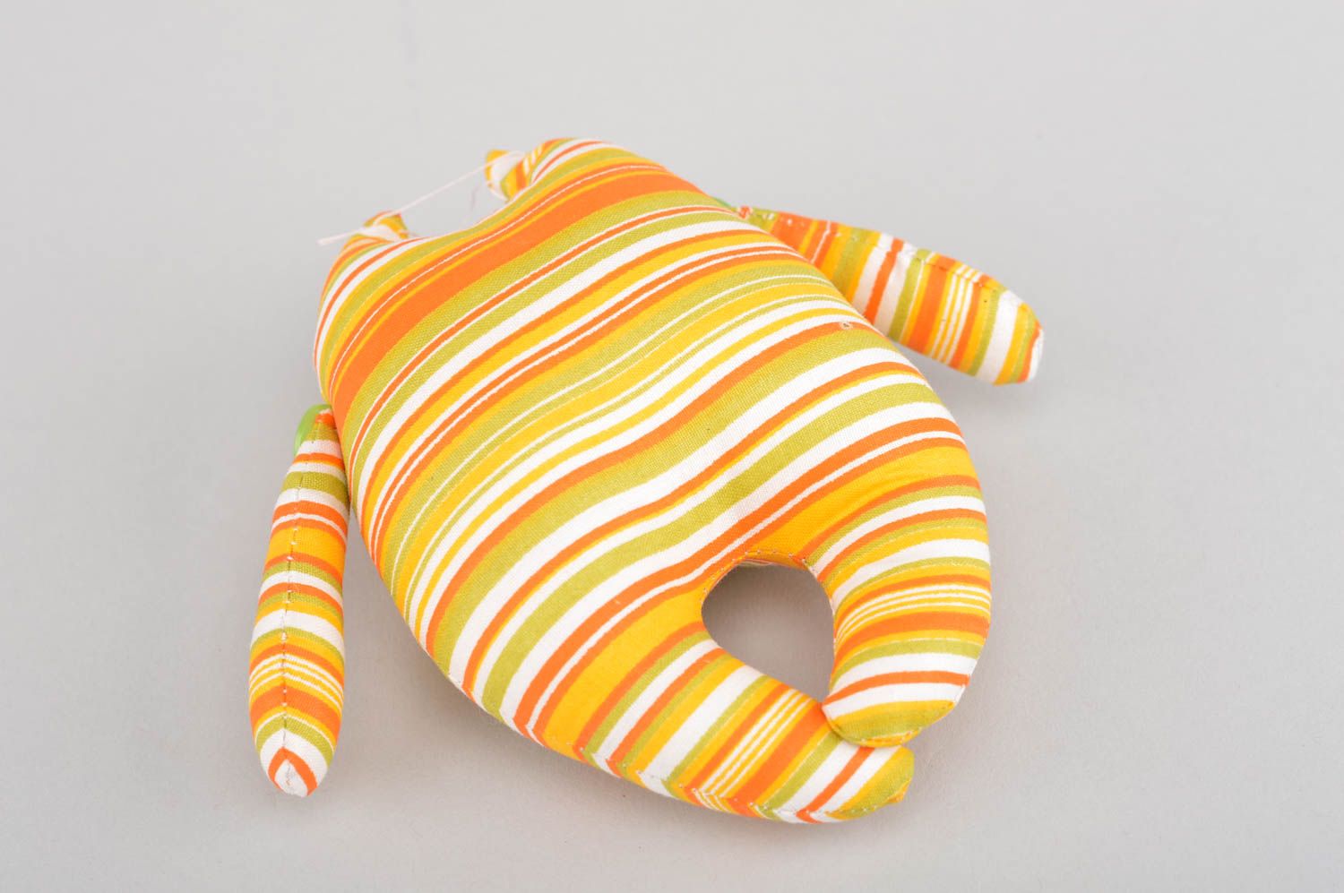 Тканевая игрушка котик полосатый разноцветный ручной работы детская красивая фото 3