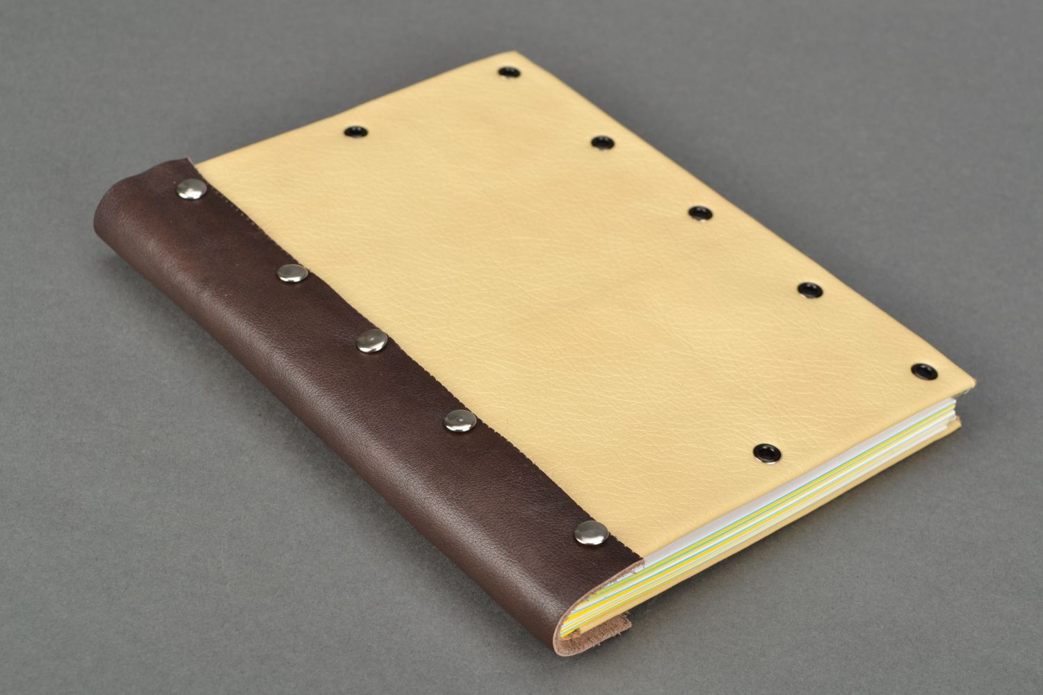 Beige artificial leather notebook photo 3