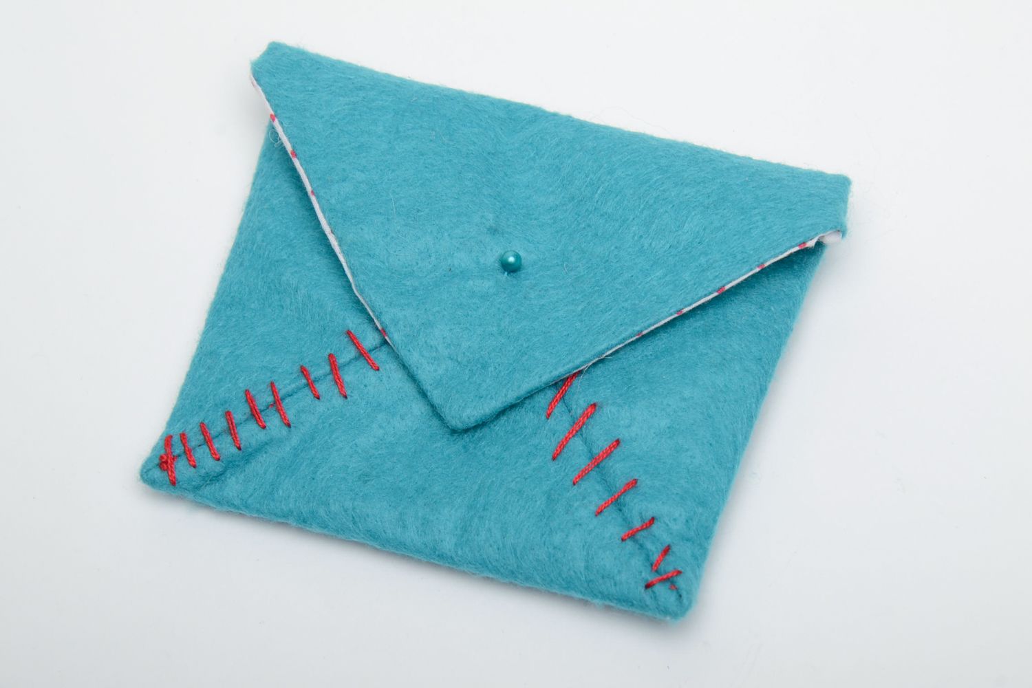 Enveloppe cadeau en feutre faite main turquoise  photo 3