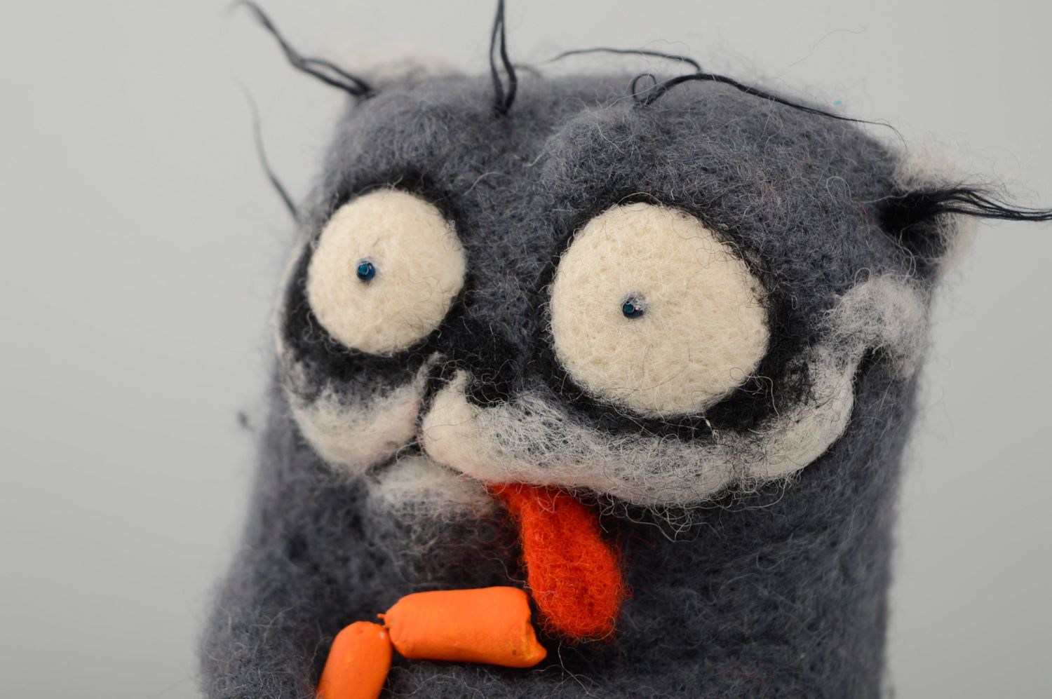 Felted toy cat with paper mache sausages photo 2