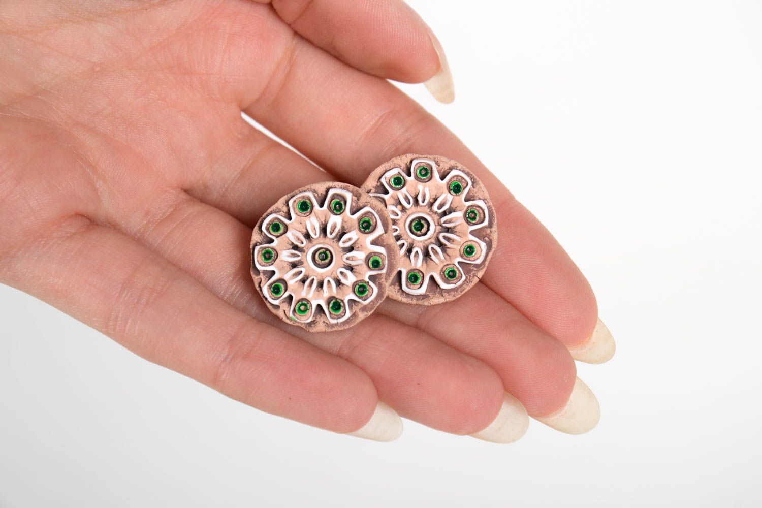Handmade accessories stud earrings design ceramic earrings fashion jewelry  photo 2