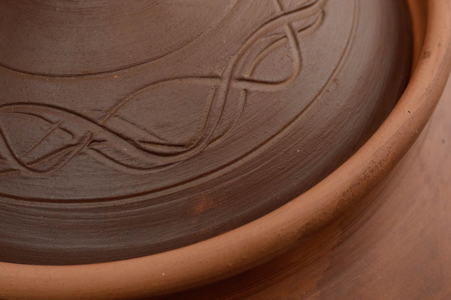 Schöne keramische braune handmade Öko Teekanne aus Ton mit Deckel innen glasiert foto 5
