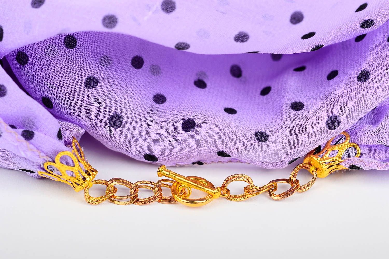 Handmade scarf womens scarf light chiffon scarf lilac scarf with polka dots photo 5