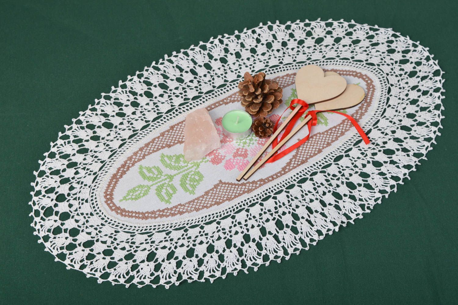 Handmade openwork napkin oval crocheted napkin home decor ideas lace napkin  photo 1