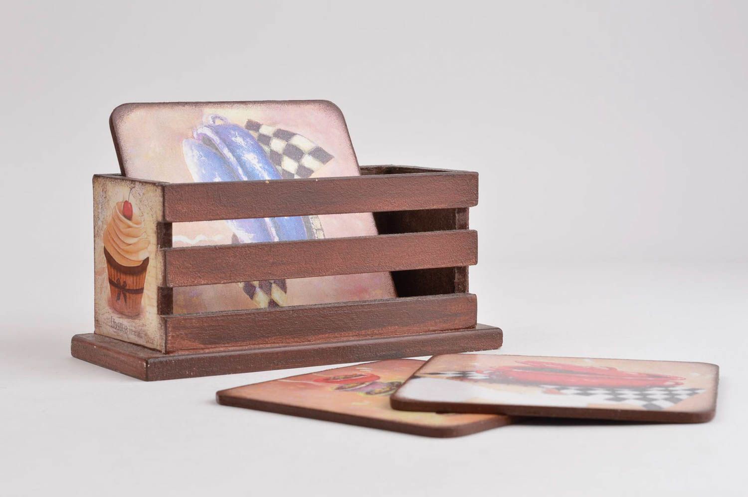 Posavasos originales y caja artesanales y decorados accesorios de cocina foto 4
